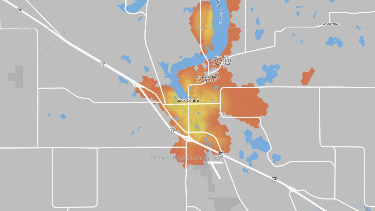 Bike Grade map of Sauk Centre, MN