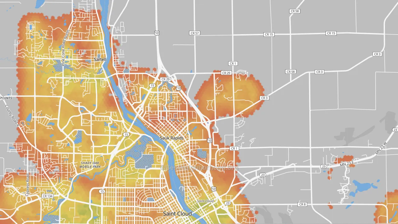 Bike Grade map of Sauk Rapids, MN