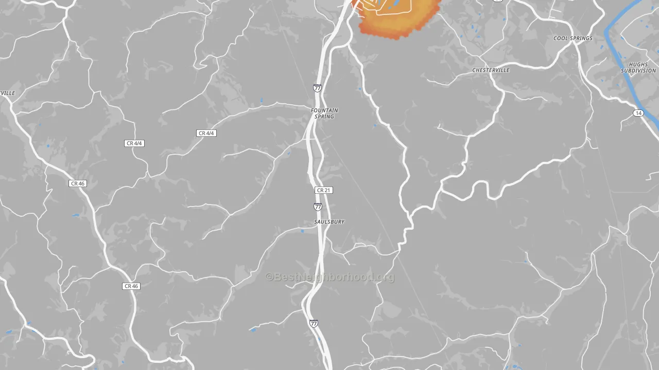 Bike Grade map of Saulsbury, WV