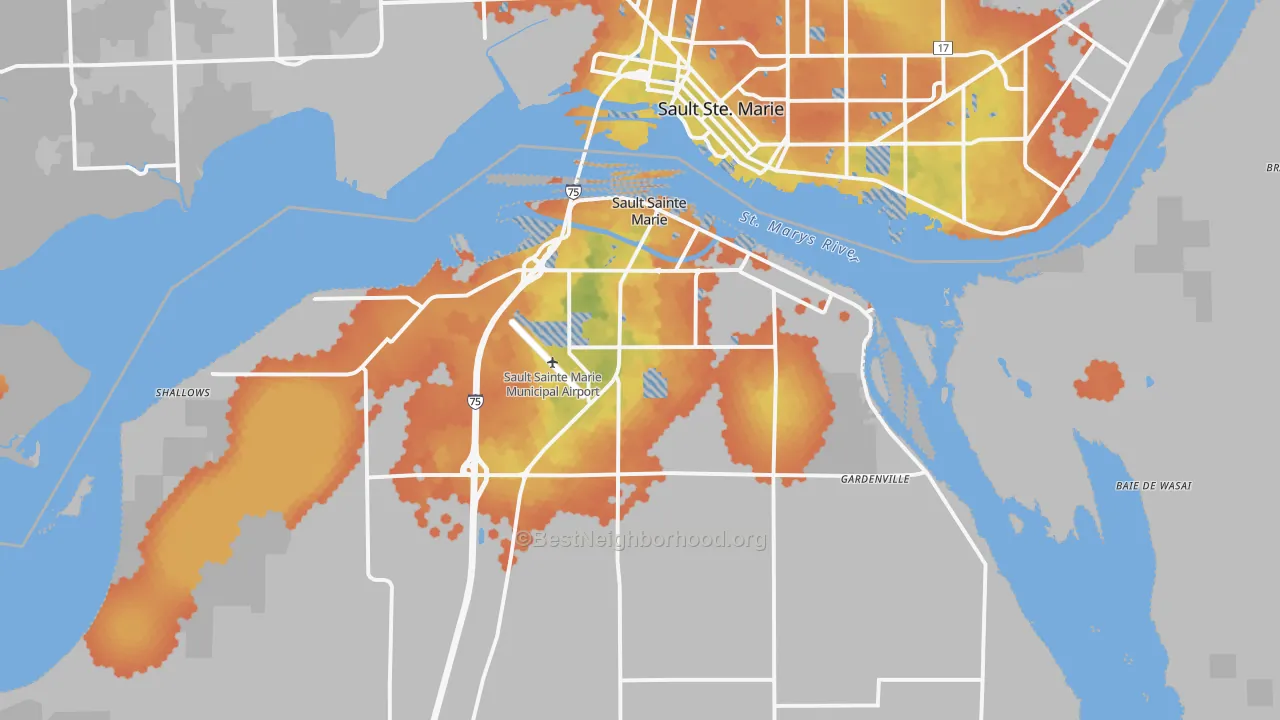 Bike Grade map of Sault Ste. Marie, MI