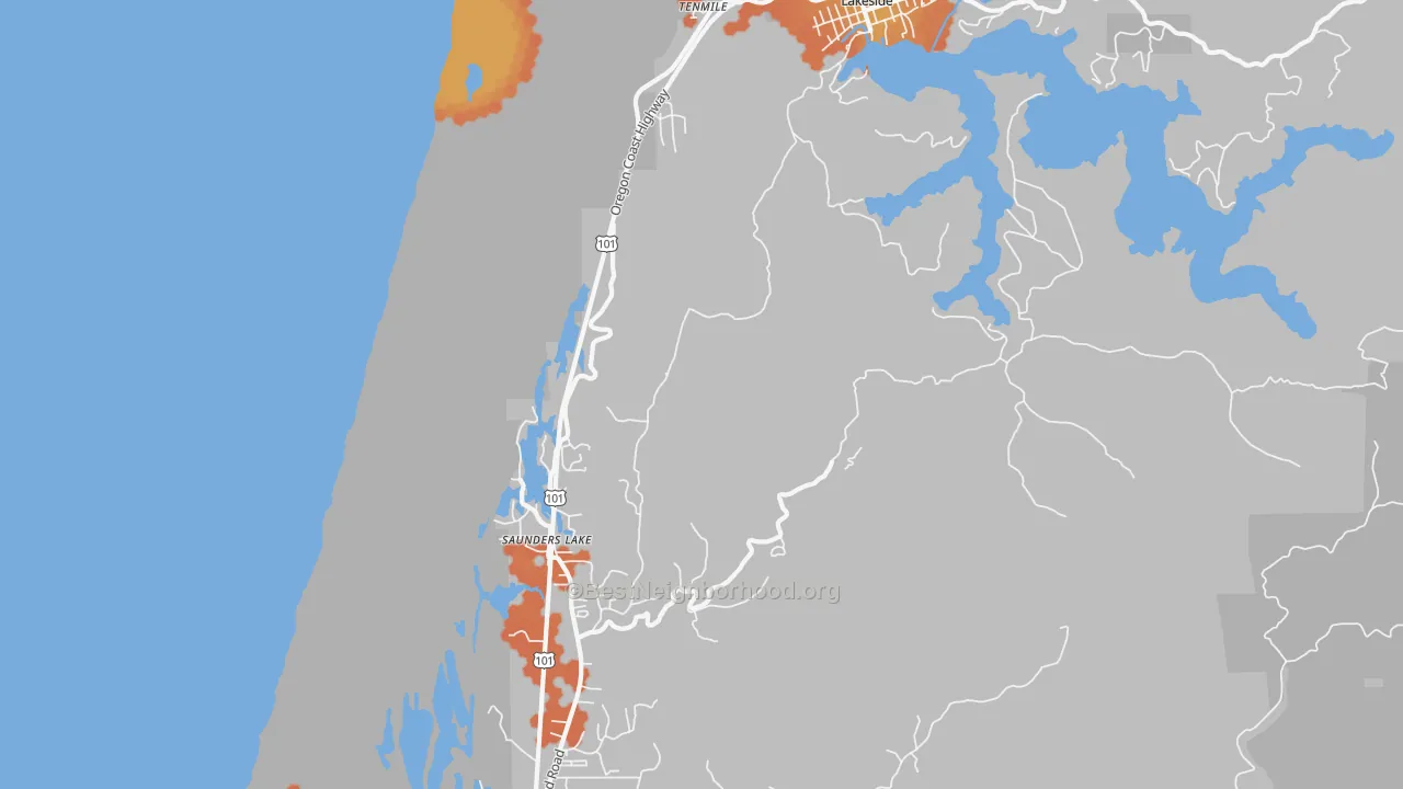 Bike Grade map of Saunders Lake, OR