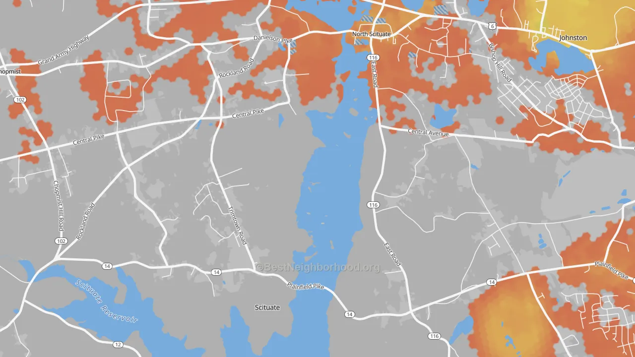 Bike Grade map of Saundersville, RI