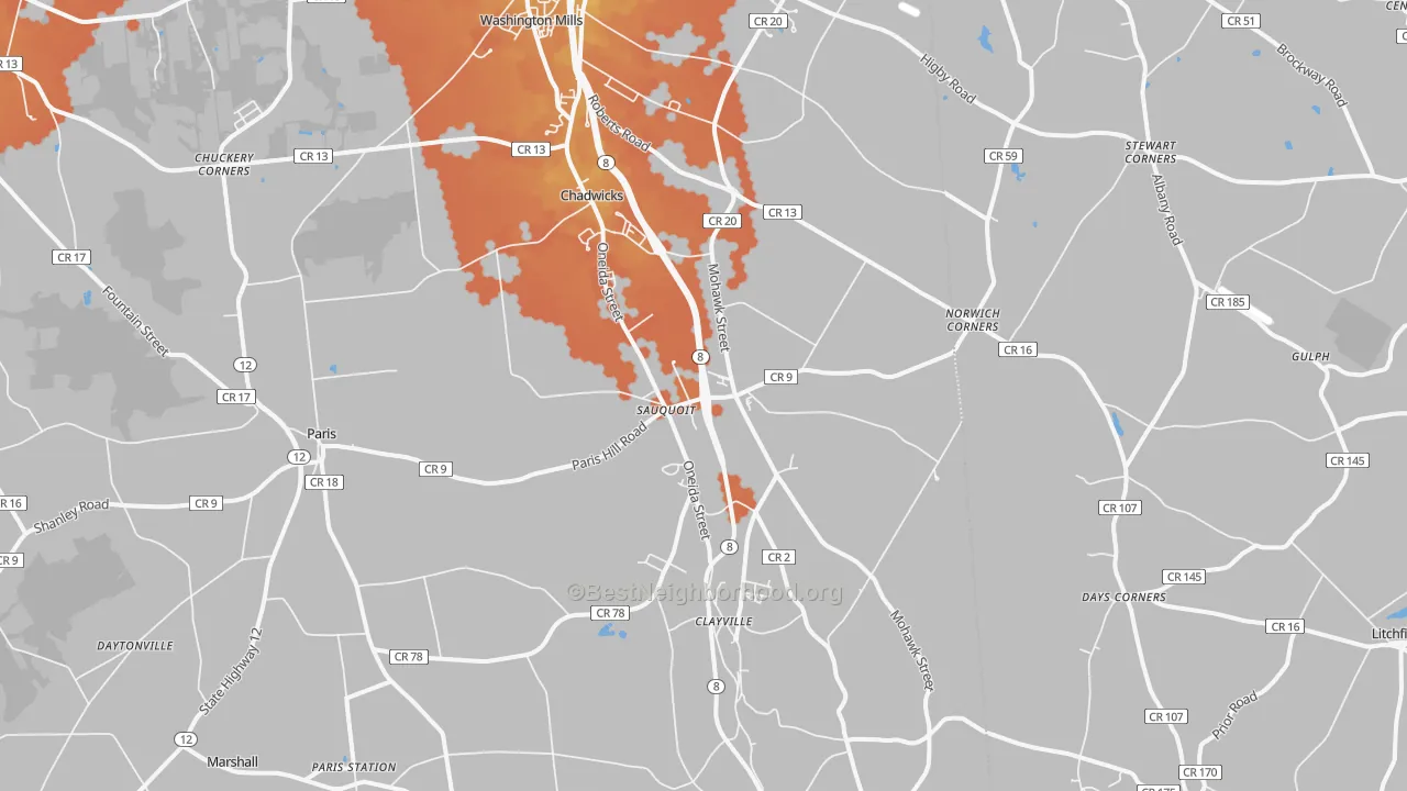 Bike Grade map of Sauquoit, NY