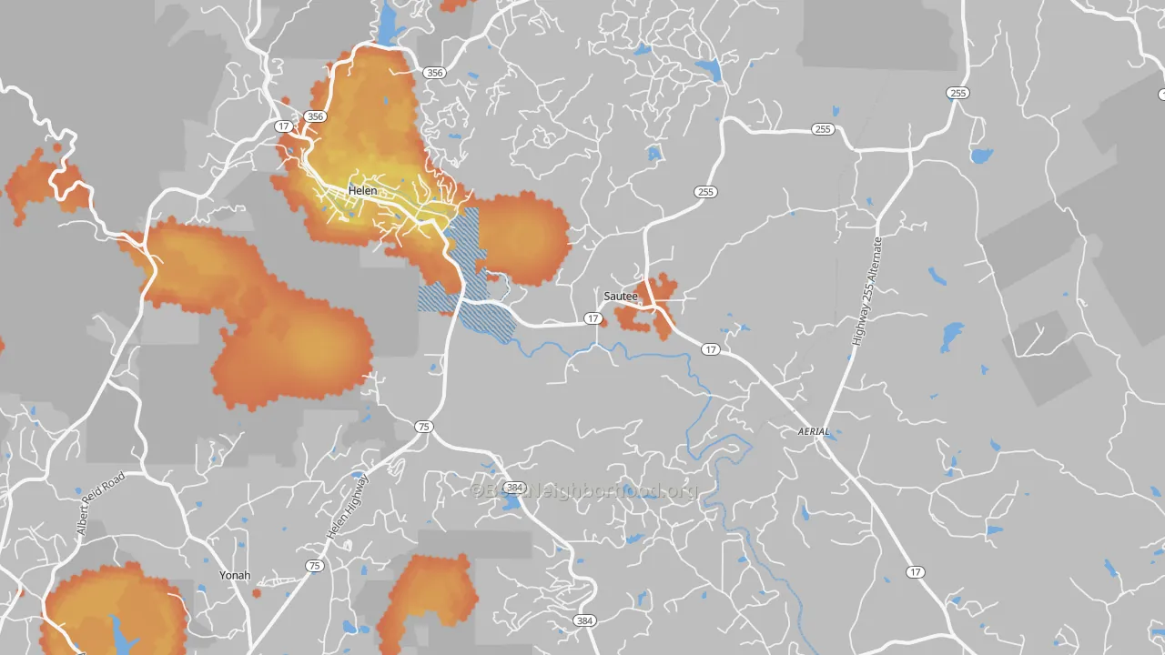 Bike Grade map of Sautee Nacoochee, GA
