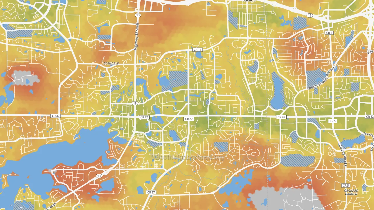 Bike Grade map of Savage, MN