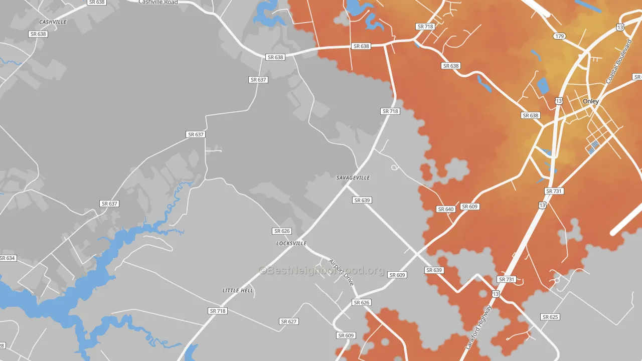 Bike Grade map of Savageville, VA