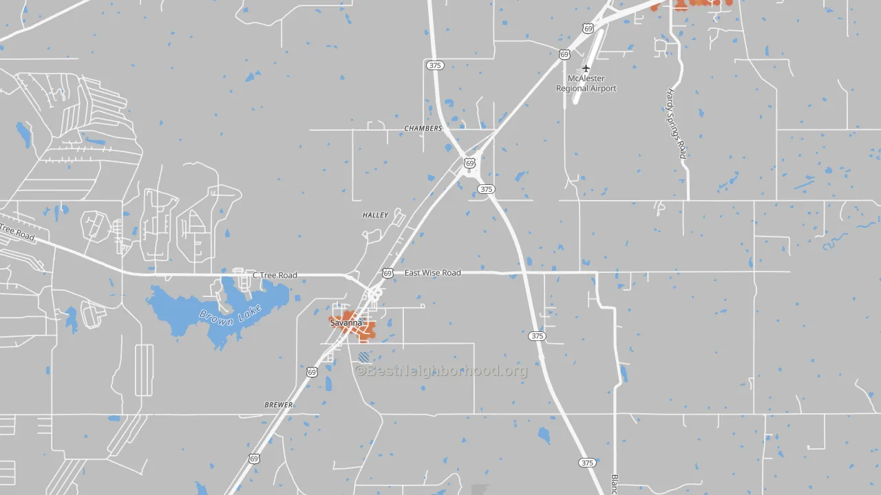 Bike Grade map of Savanna, OK