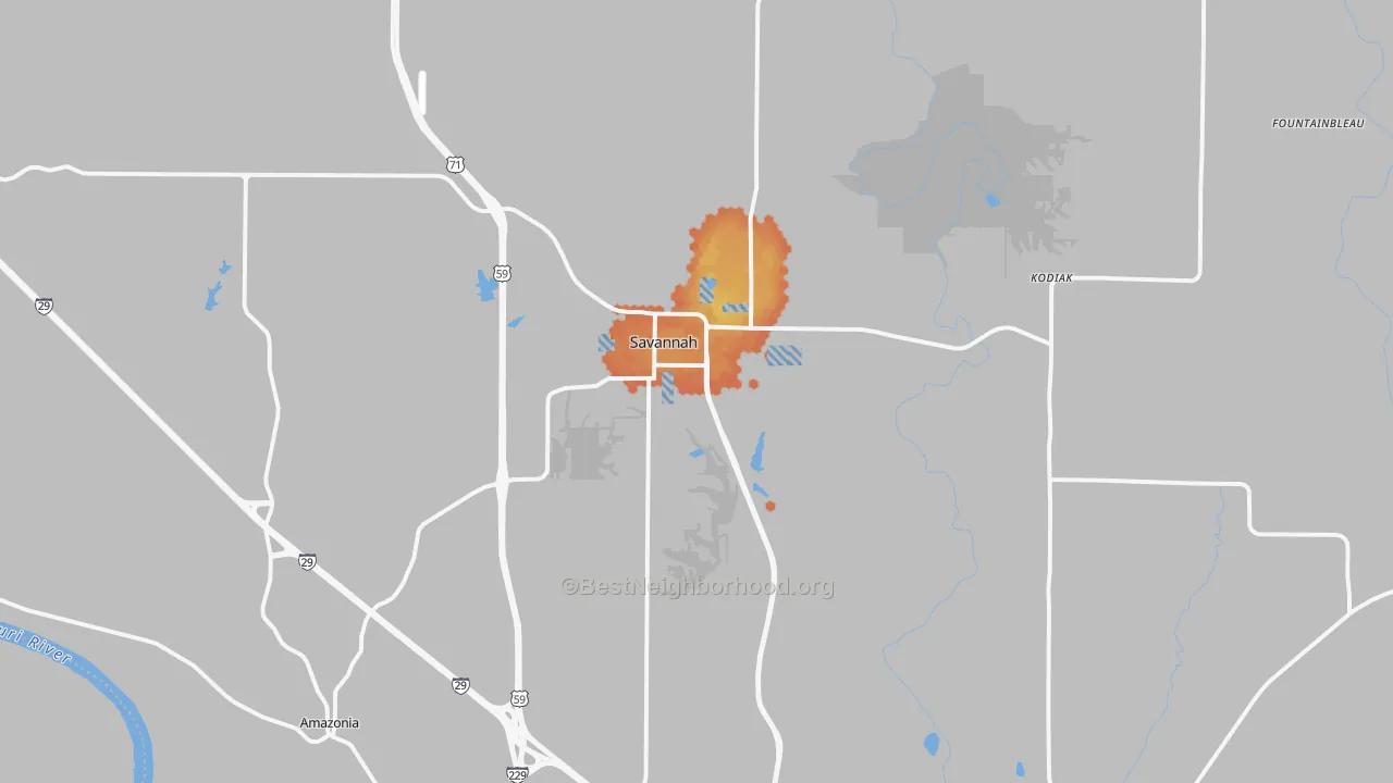 Bike Grade map of Savannah, MO