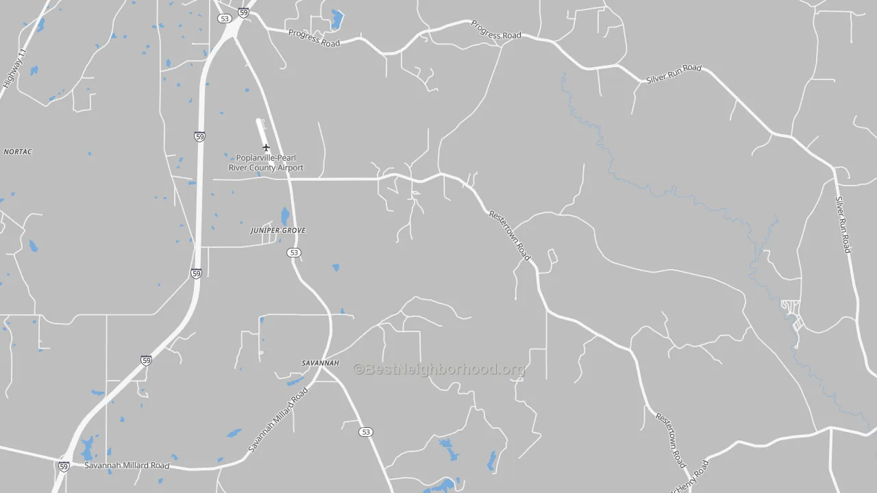 Bike Grade map of Savannah, MS