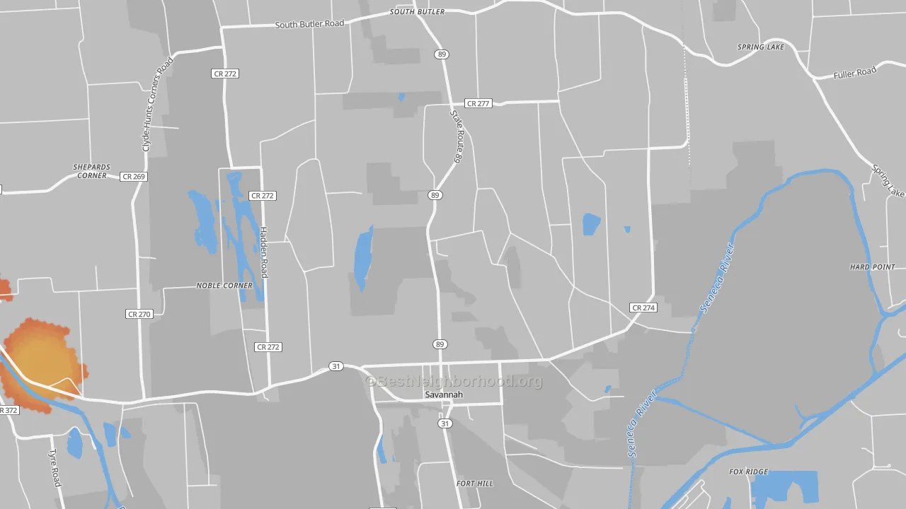 Bike Grade map of Savannah, NY