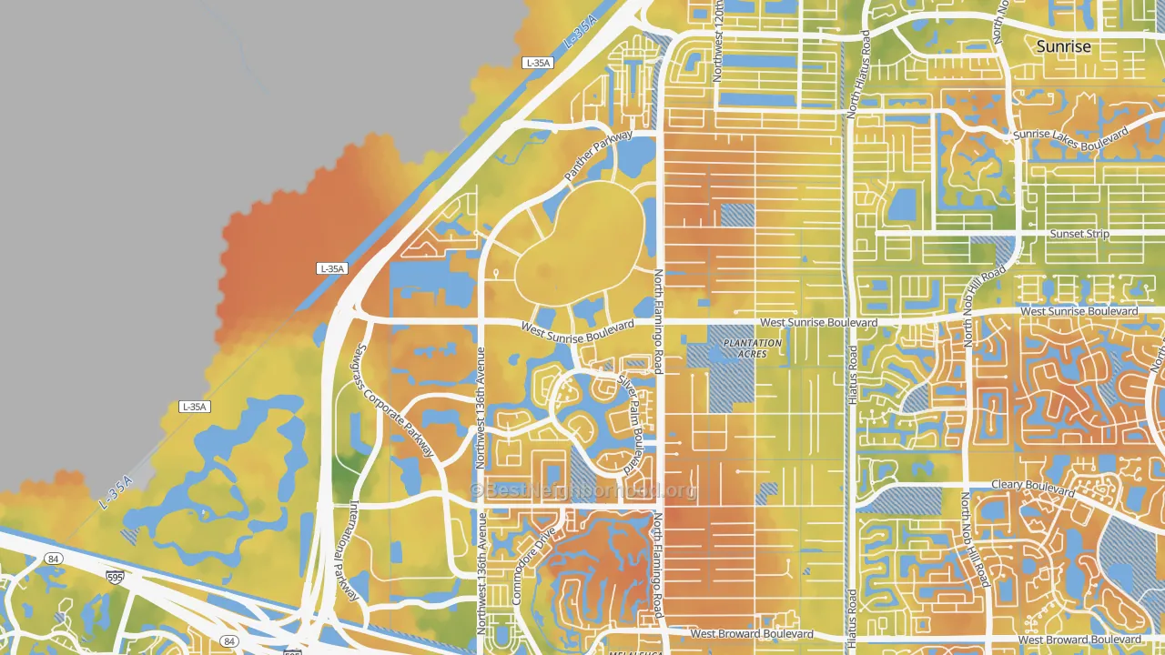 Bike Grade map of Savannah, Sunrise, FL
