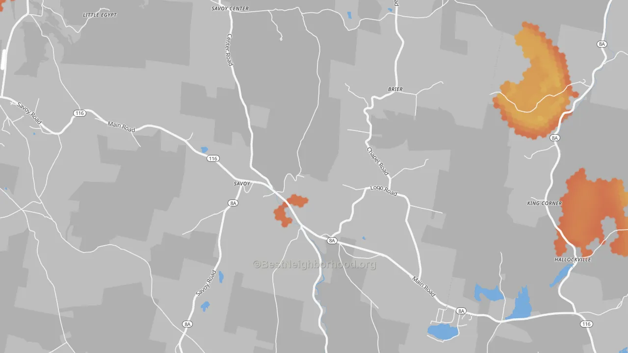 Bike Grade map of Savoy, MA