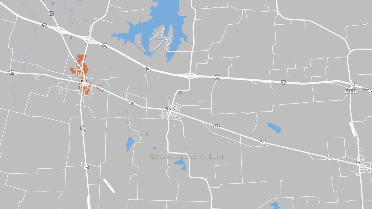 Bike Grade map of Savoy, TX