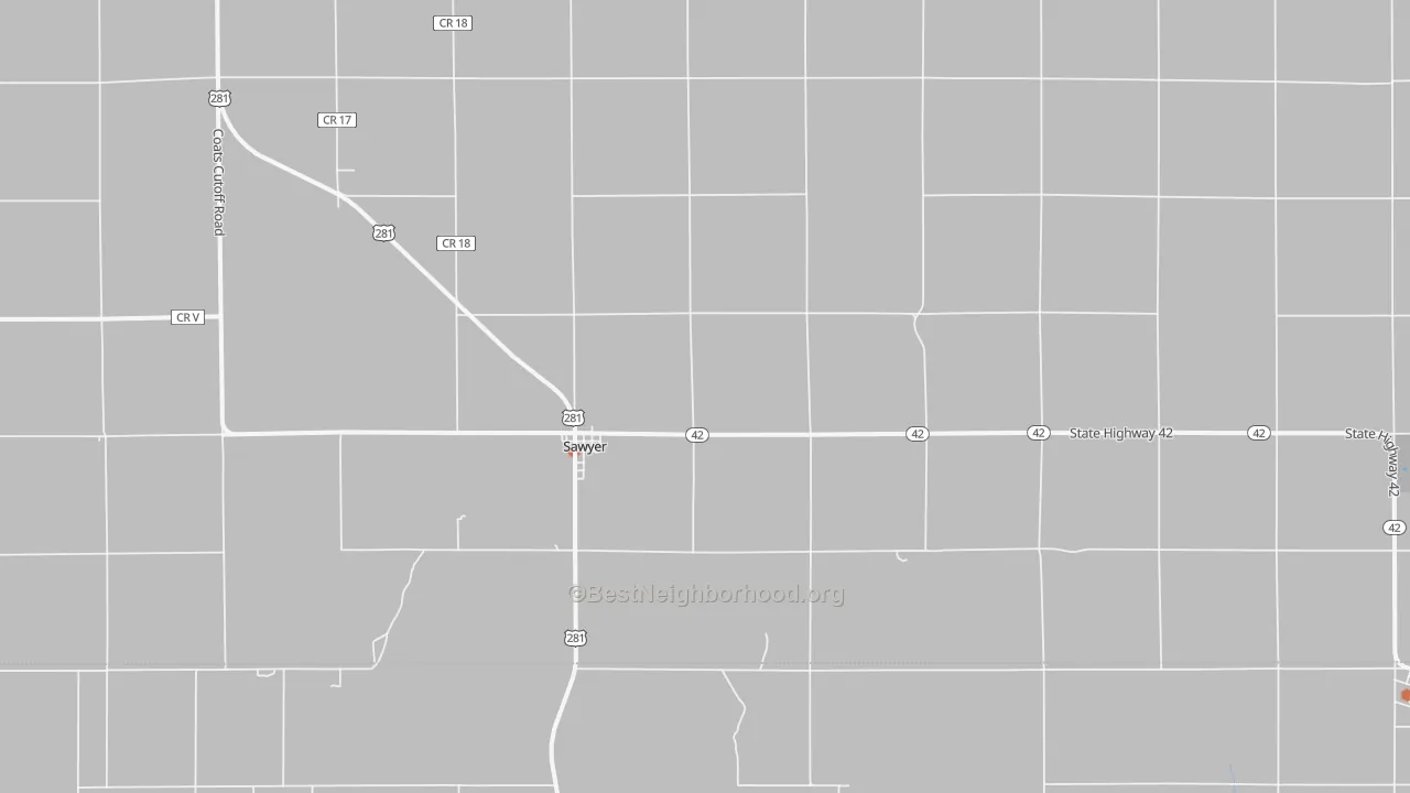 Bike Grade map of Sawyer, KS