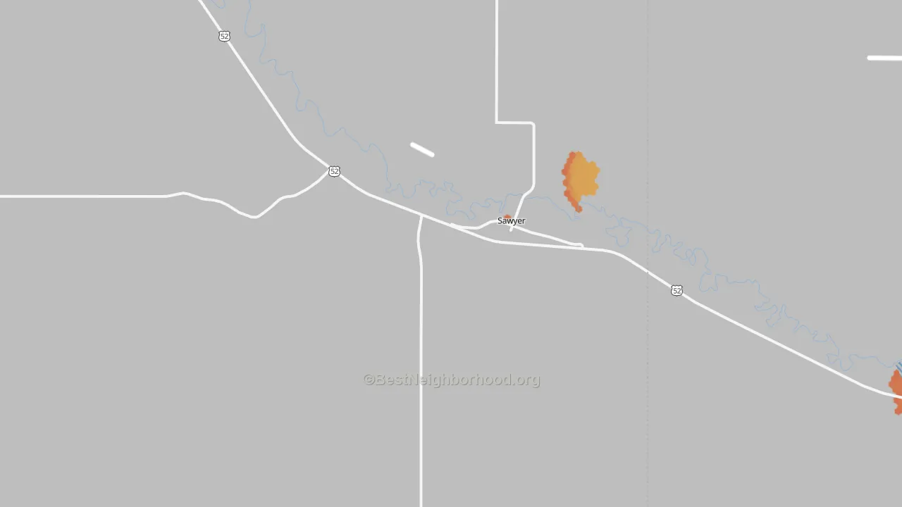 Bike Grade map of Sawyer, ND