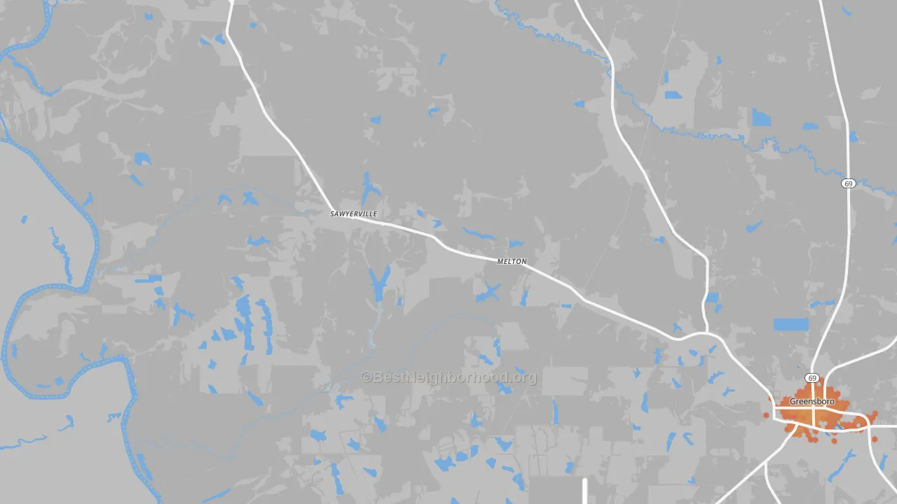 Bike Grade map of Sawyerville, AL