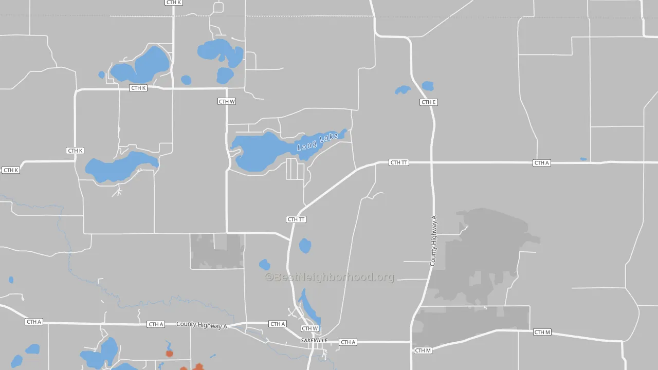 Bike Grade map of Saxeville, WI