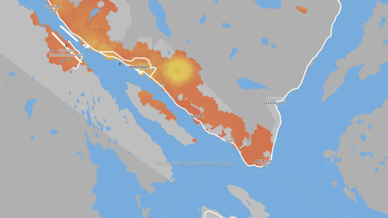 Bike Grade map of Saxman, AK