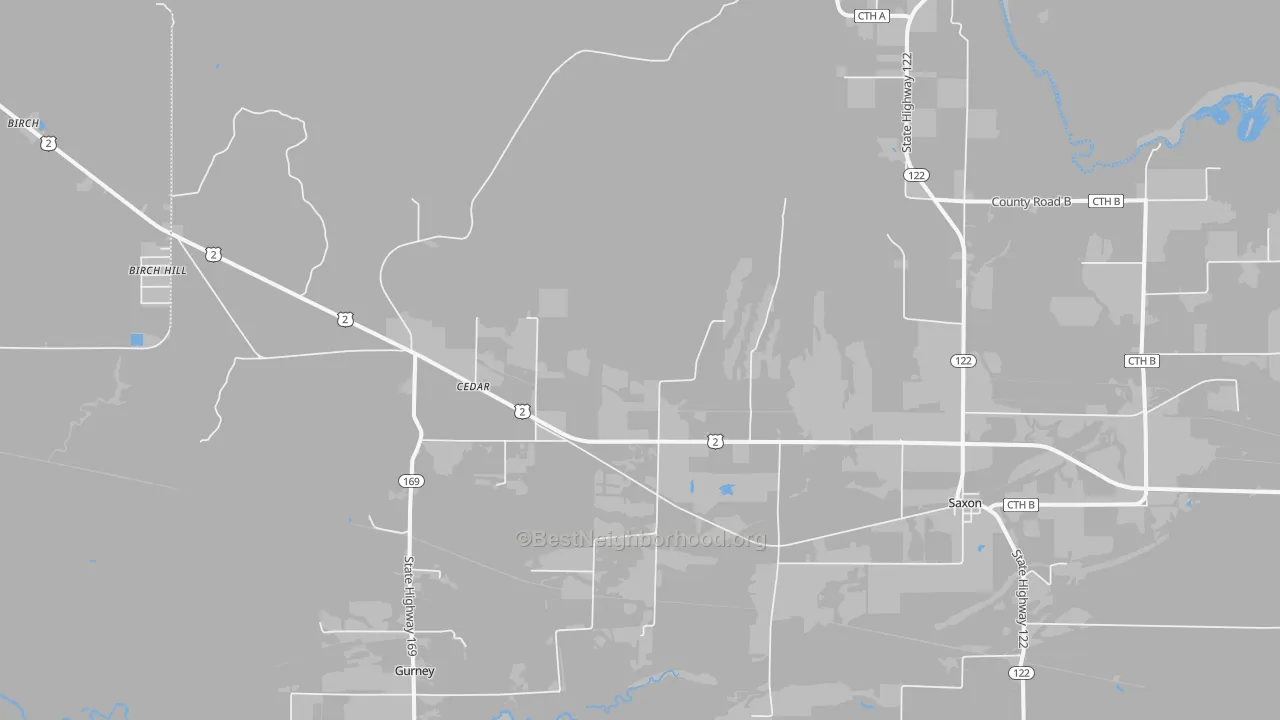 Bike Grade map of Saxon, WI