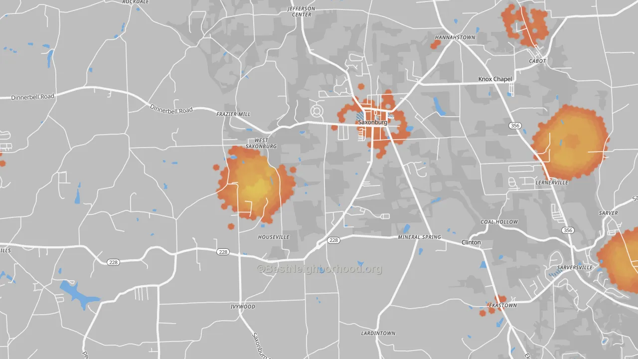 Bike Grade map of Saxonburg, PA