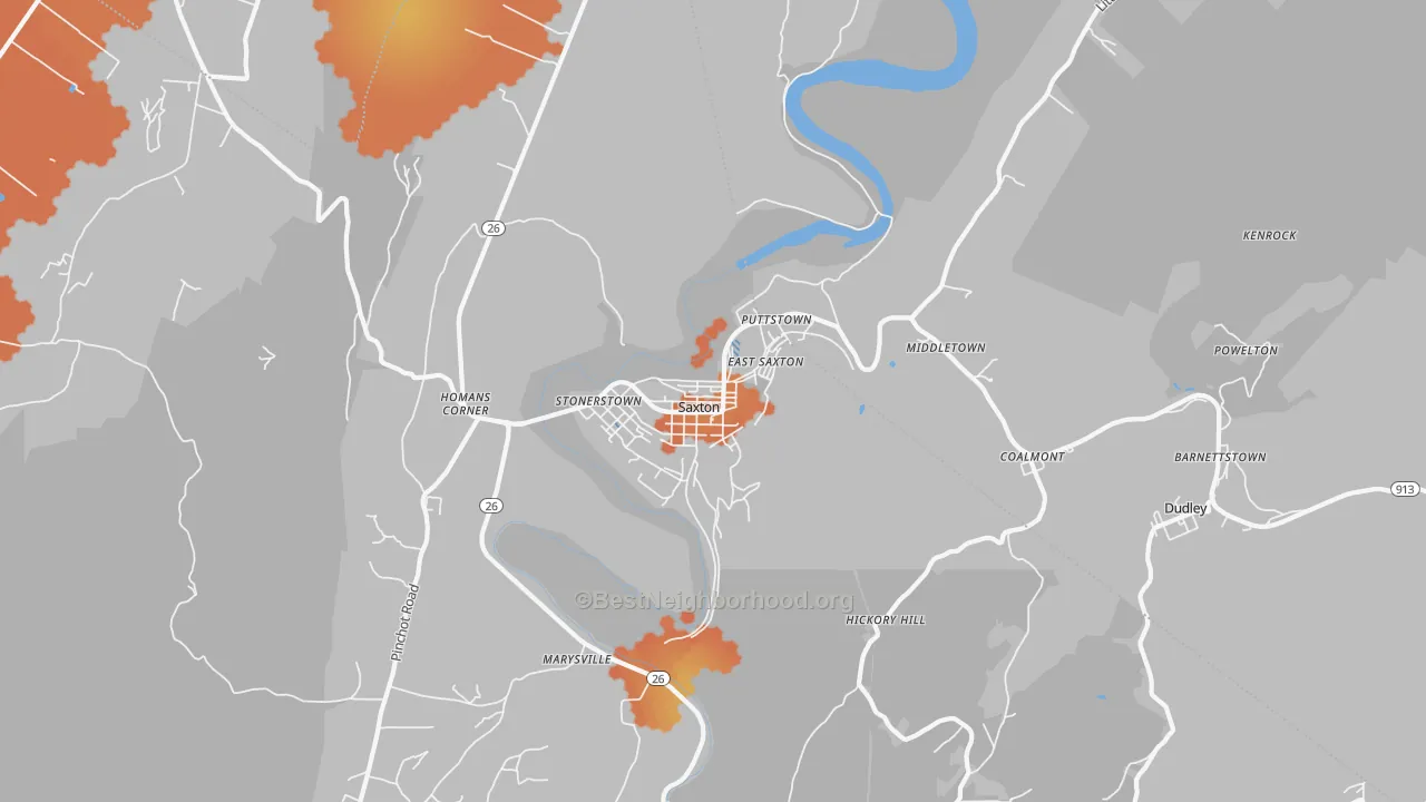Bike Grade map of Saxton, PA