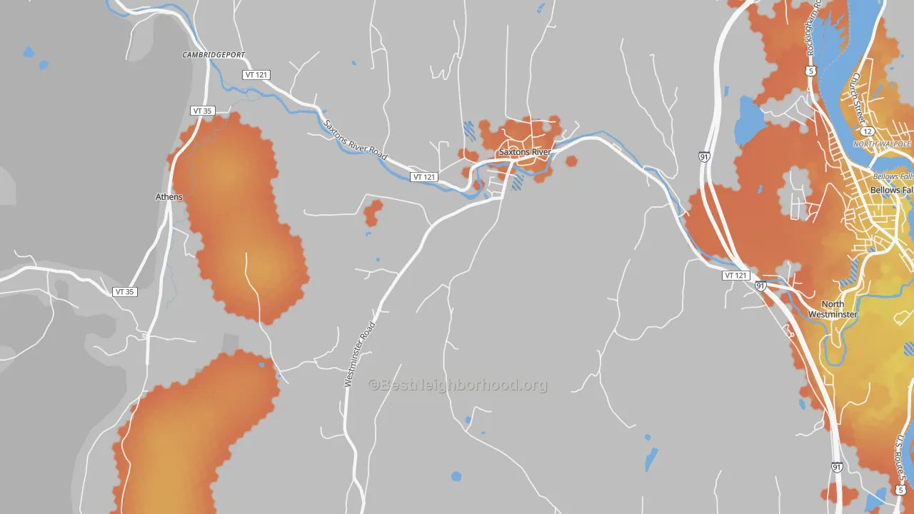 Bike Grade map of Saxtons River, VT