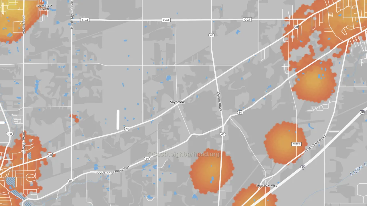 Bike Grade map of Saybrook, OH
