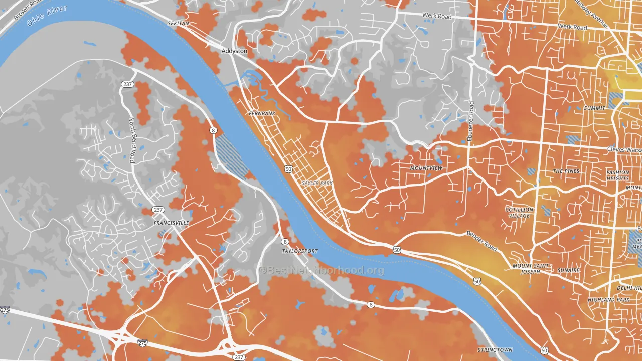 Bike Grade map of Sayler Park, Cincinnati, OH