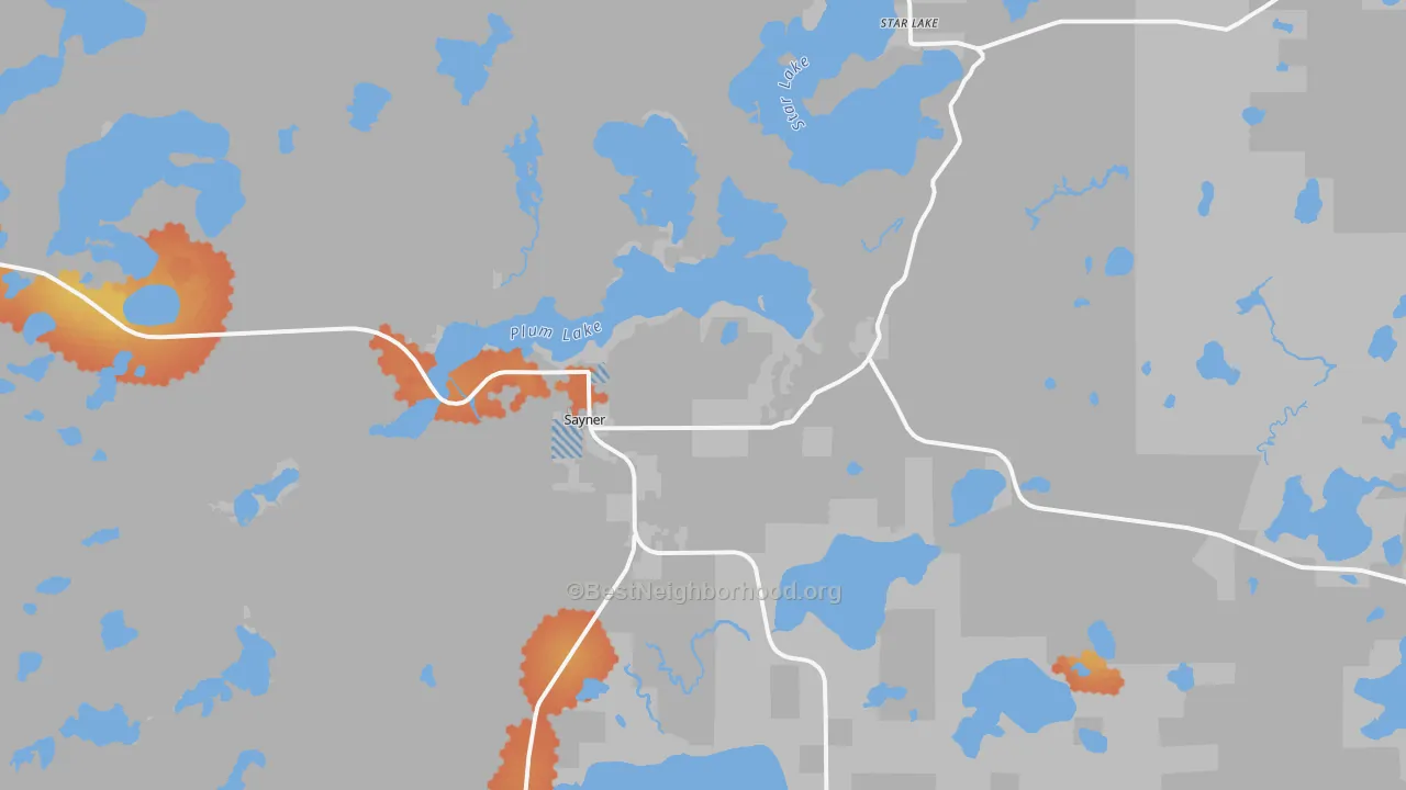 Bike Grade map of Sayner, WI