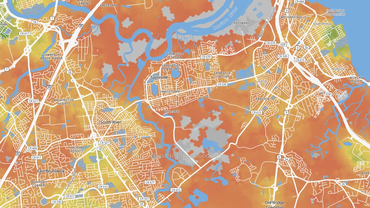 Bike Grade map of Sayreville, NJ