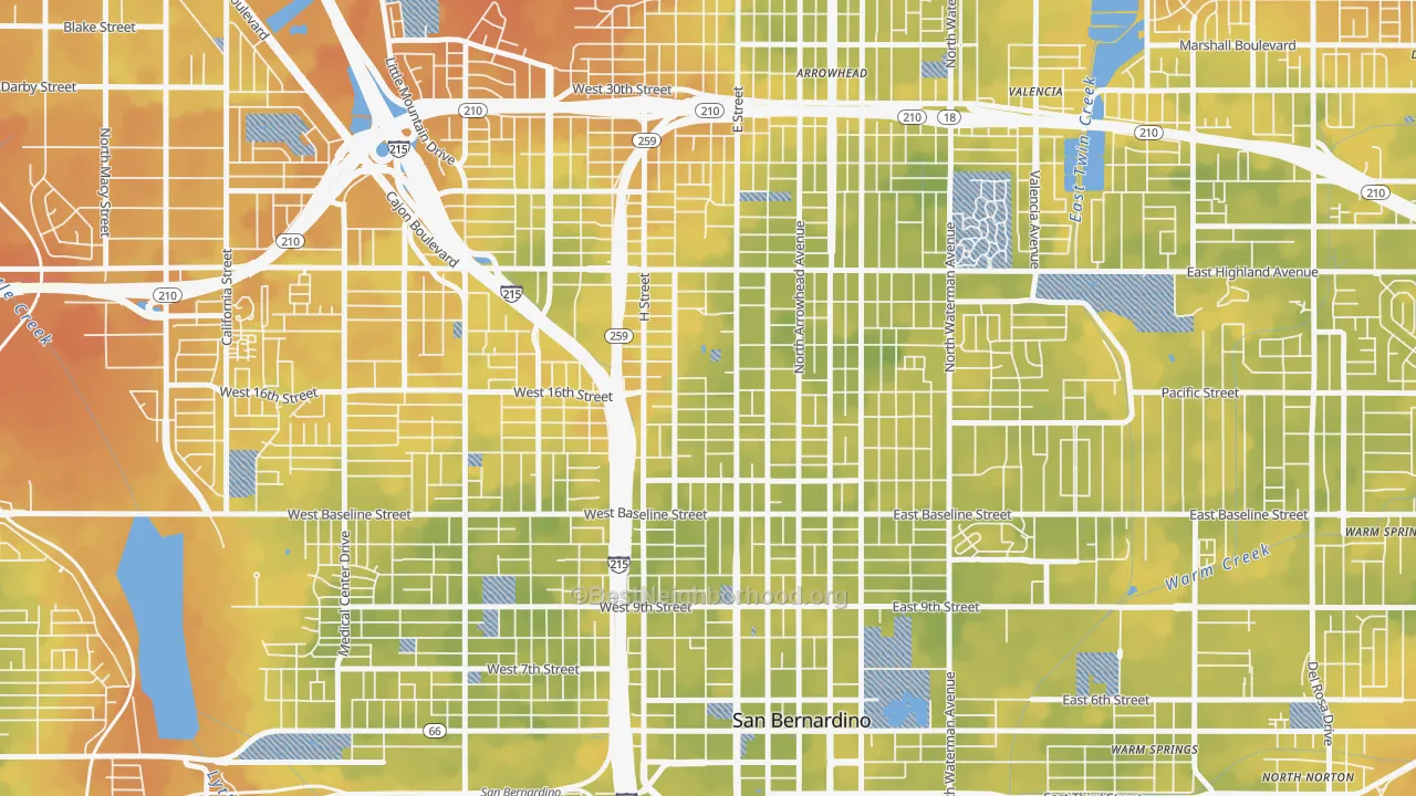 Bike Grade map of SBHS, San Bernardino, CA
