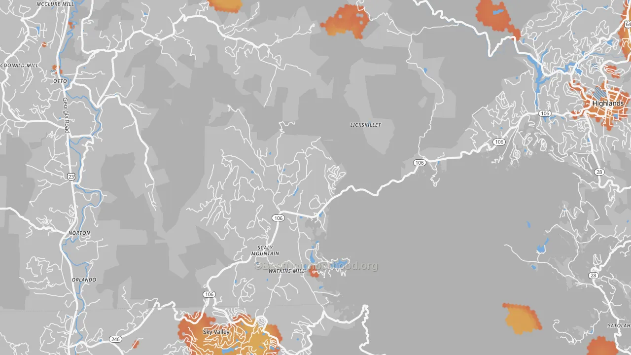 Bike Grade map of Scaly Mountain, NC
