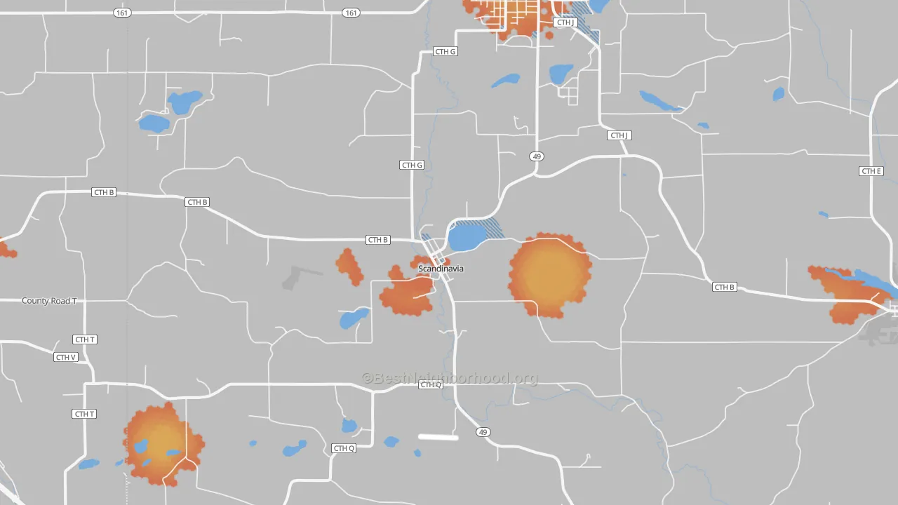 Bike Grade map of Scandinavia, WI