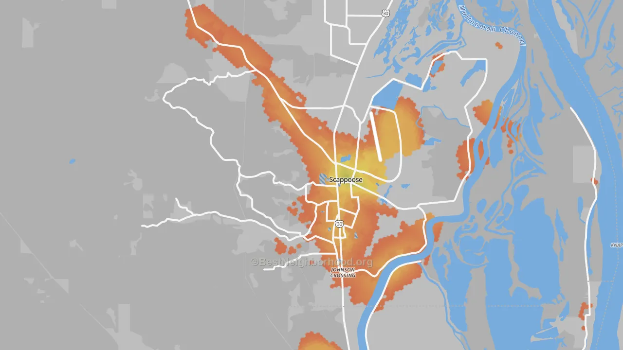 Bike Grade map of Scappoose, OR