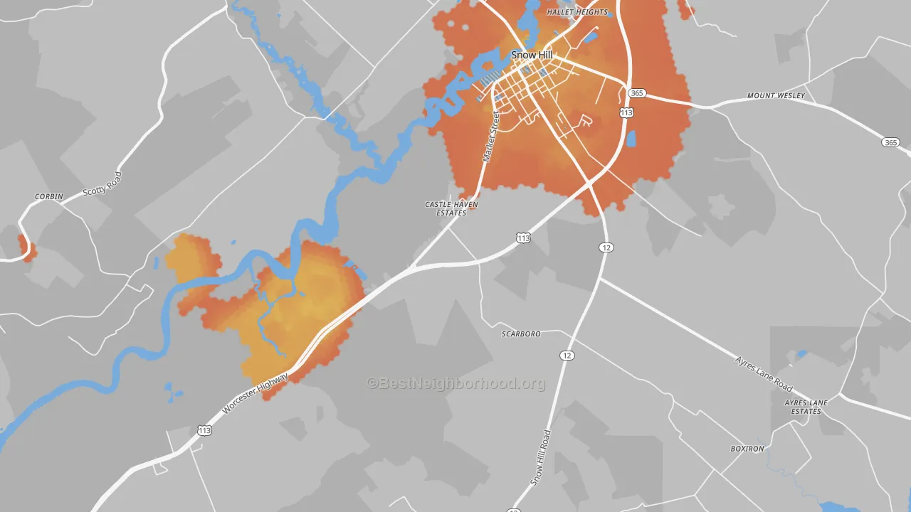 Bike Grade map of Scarboro, MD