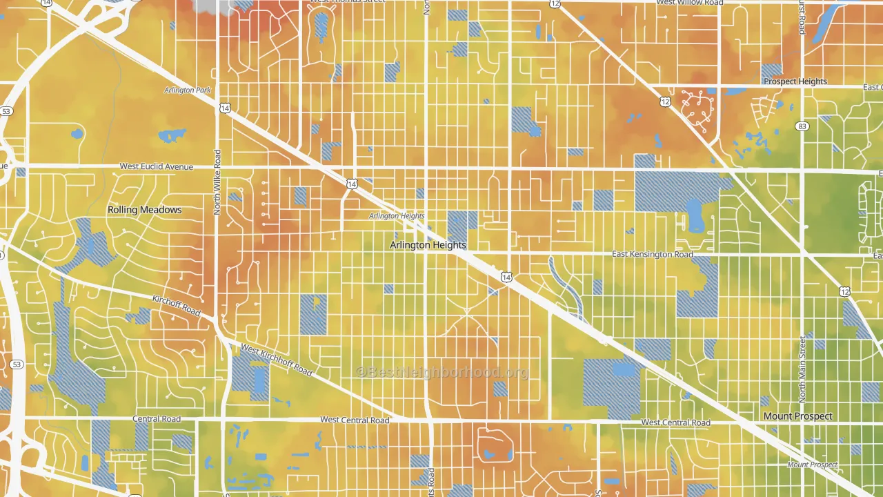 Bike Grade map of Scarsdale, Arlington Heights, IL