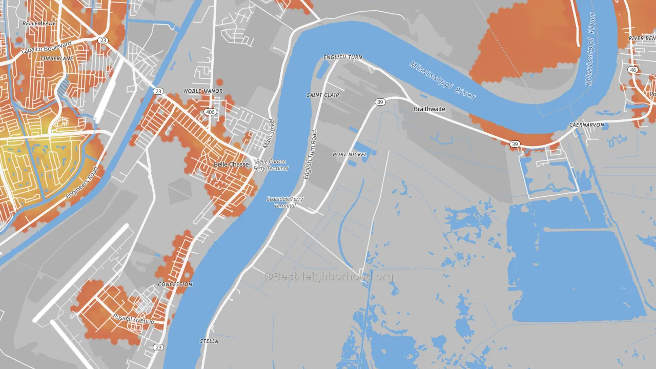 Bike Grade map of Scarsdale, LA
