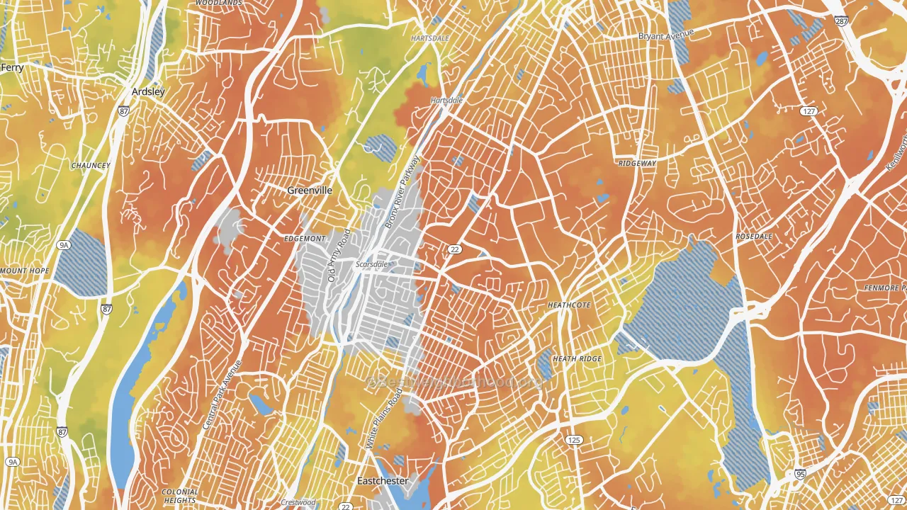 Bike Grade map of Scarsdale, NY