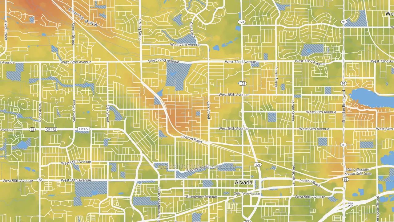 Bike Grade map of Scenic Heights, Arvada, CO