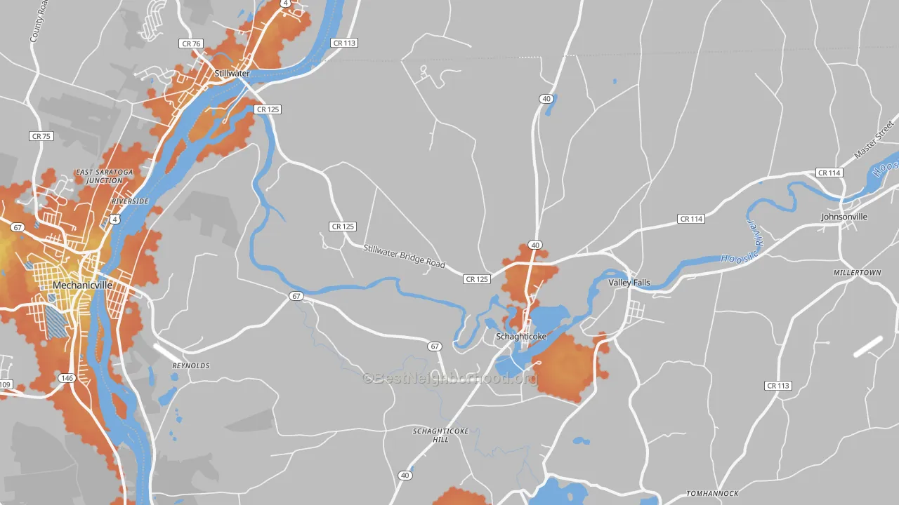 Bike Grade map of Schaghticoke, NY