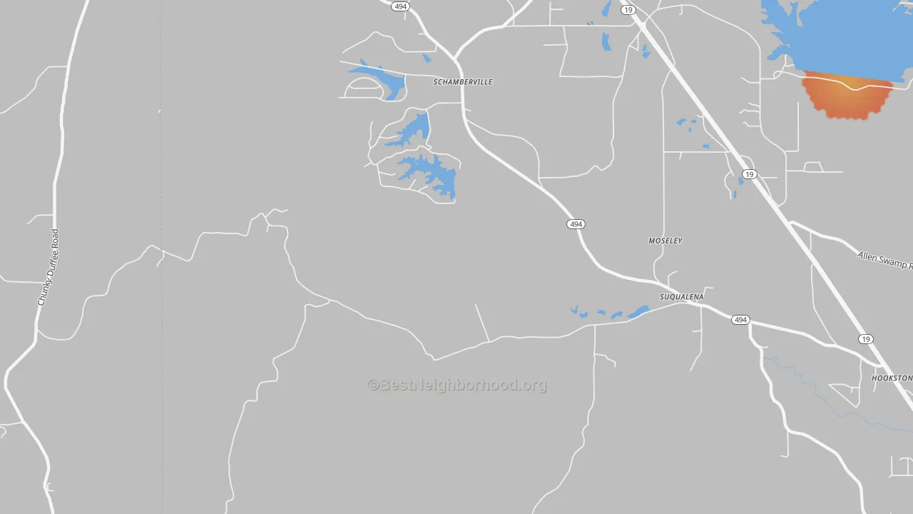 Bike Grade map of Schamberville, MS