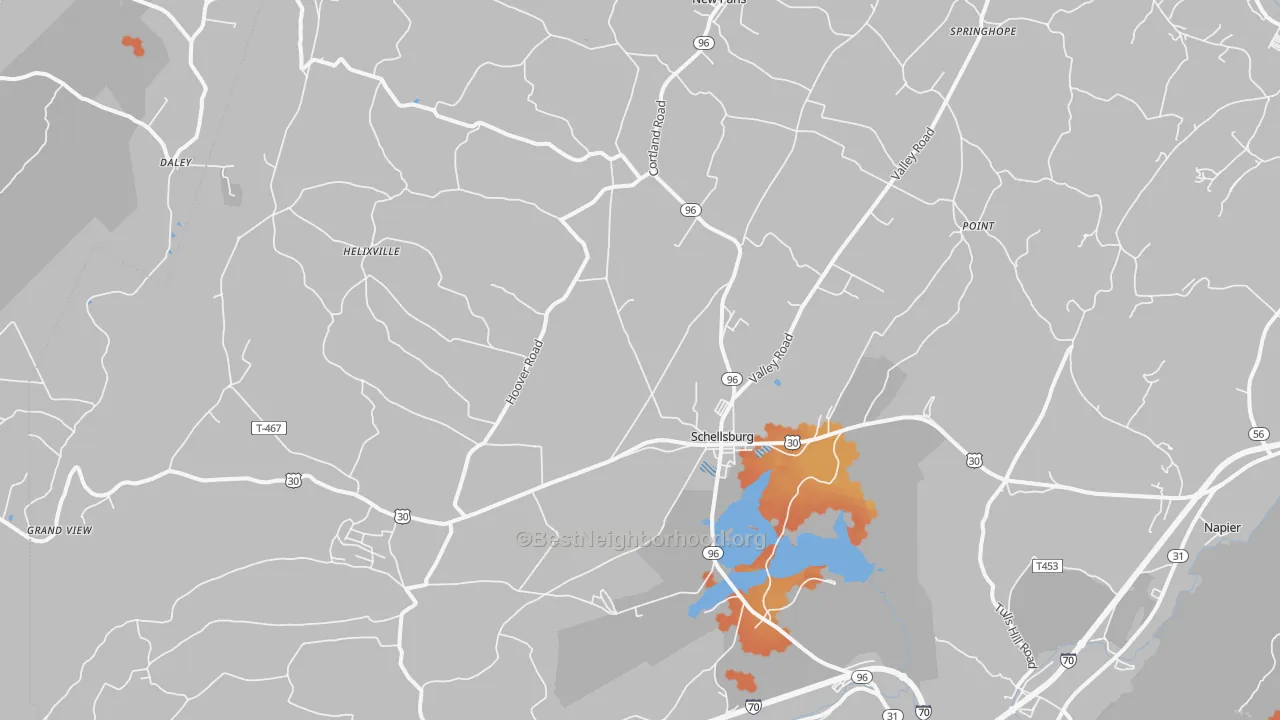 Bike Grade map of Schellsburg, PA