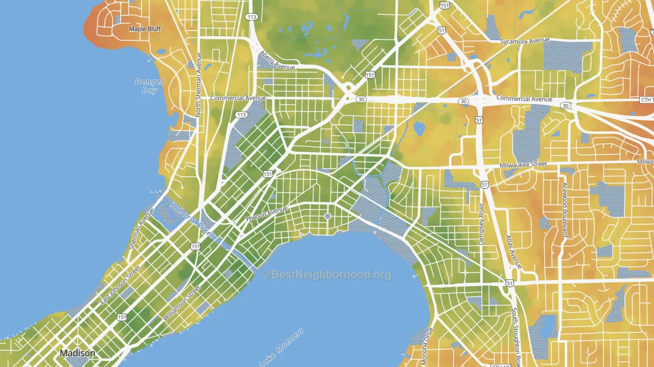Bike Grade map of Schenk-Atwood-Starkweather-Yahar, Madison, WI