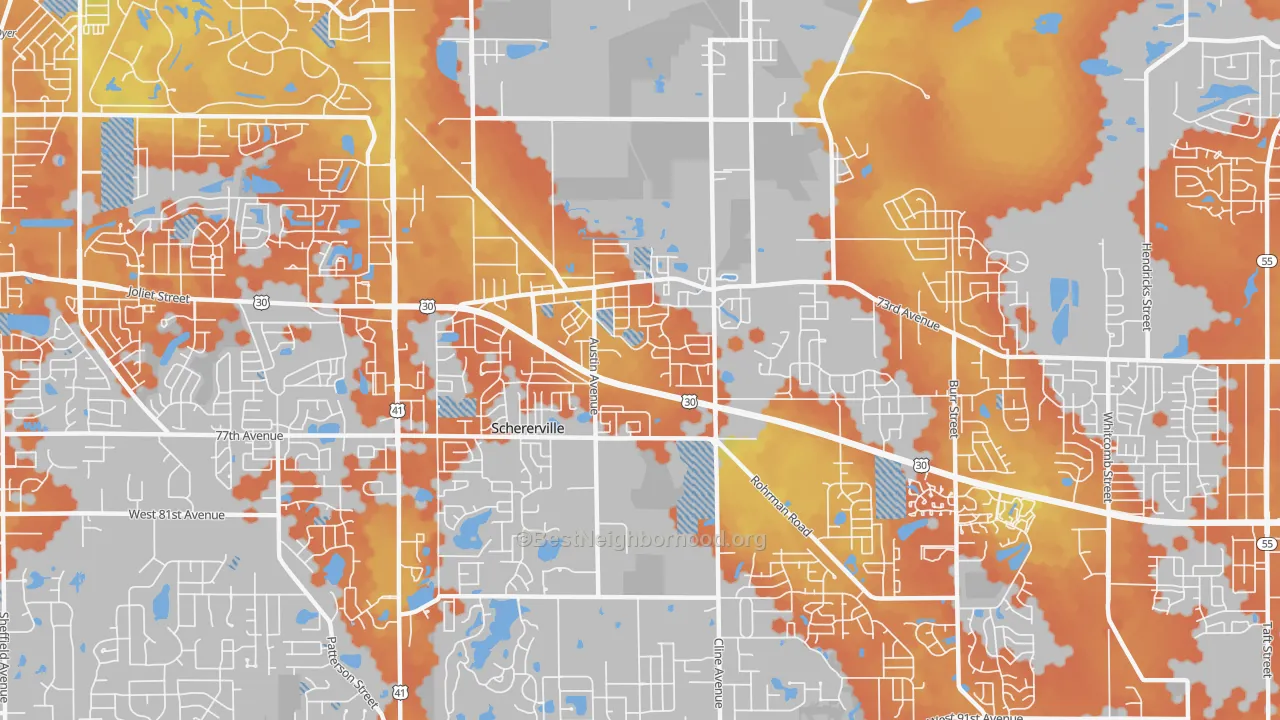Bike Grade map of Schererville, IN