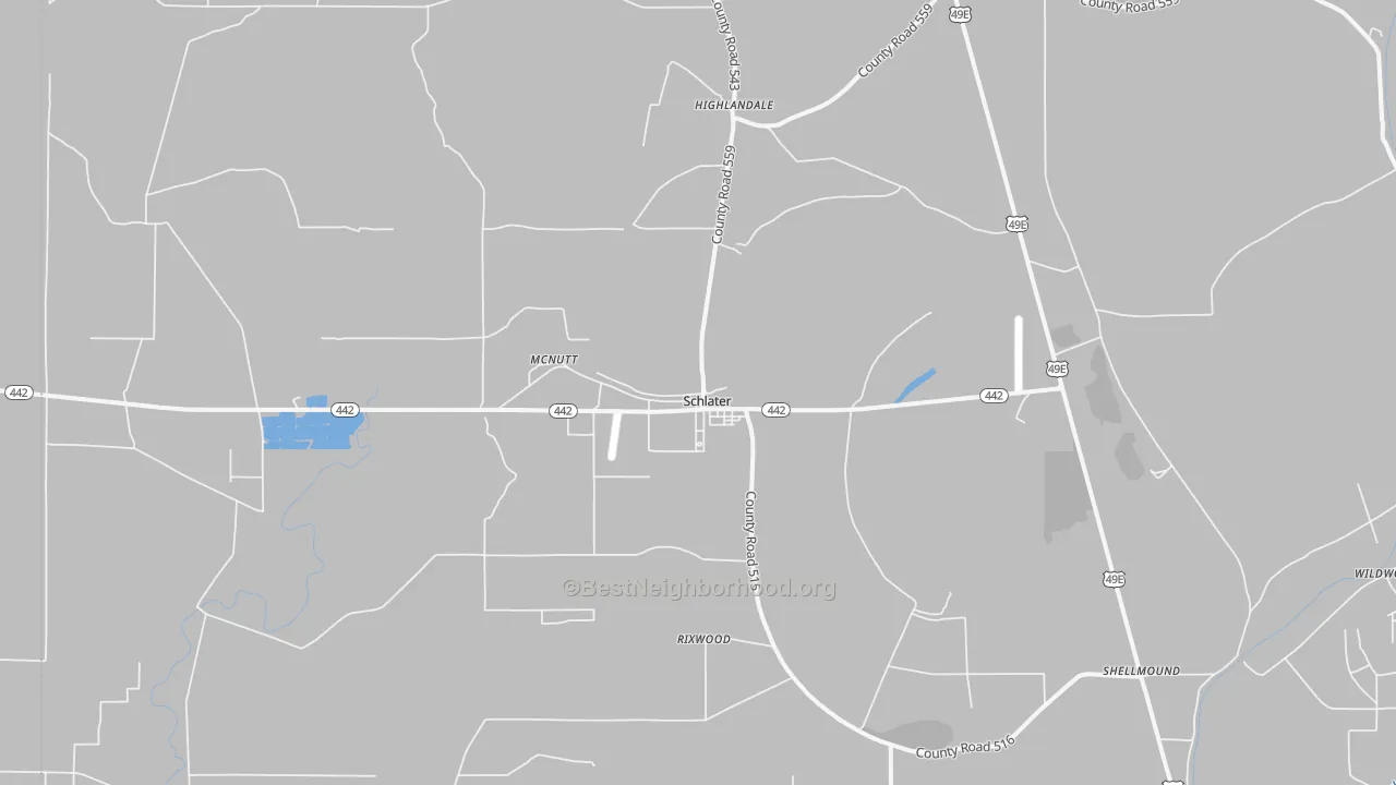 Bike Grade map of Schlater, MS