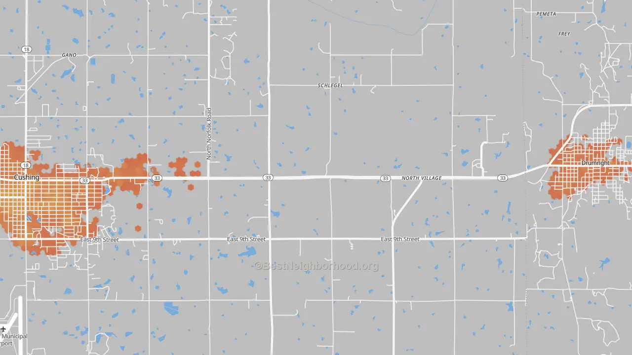 Bike Grade map of Schlegel, OK