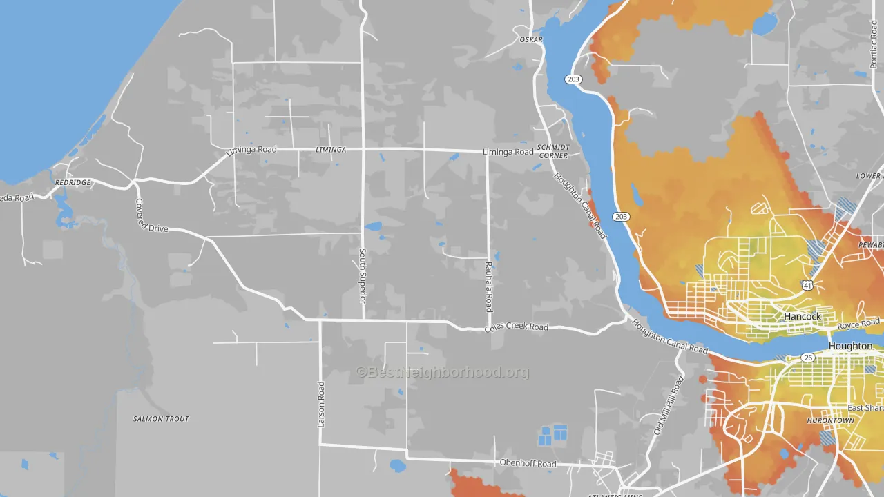 Bike Grade map of Schmidt Corner, MI