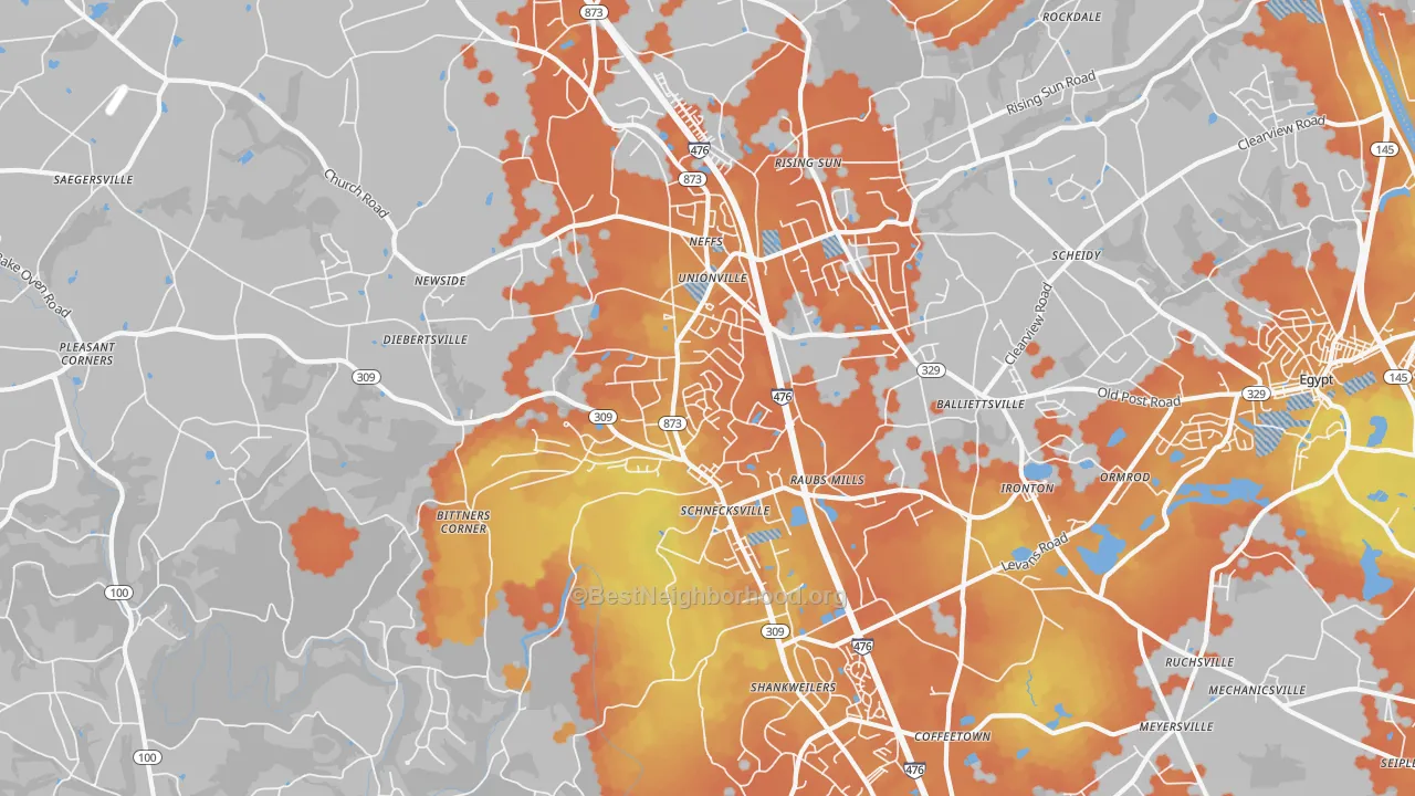 Bike Grade map of Schnecksville, PA