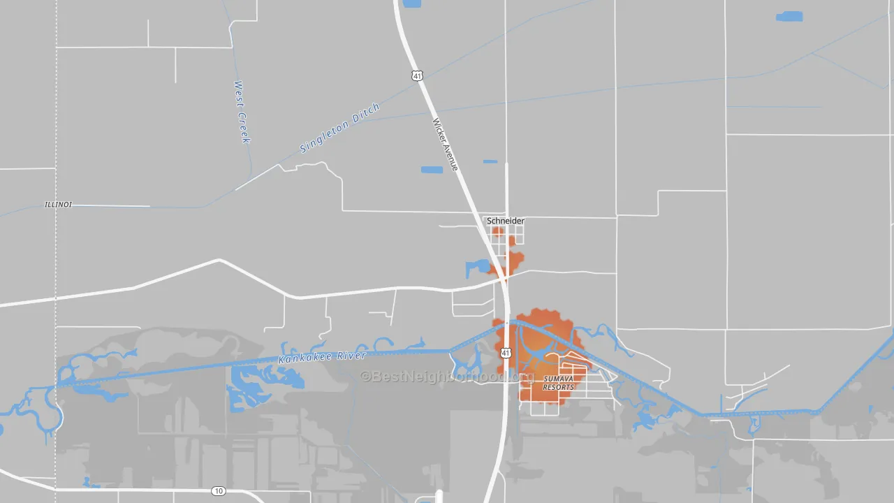 Bike Grade map of Schneider, IN