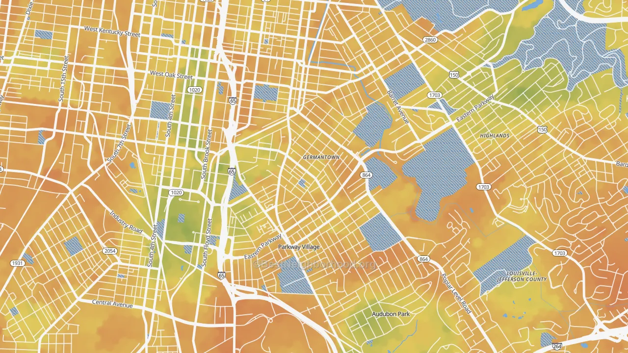 Bike Grade map of Schnitzelburg, Louisville, KY